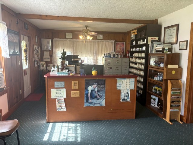 Reception desk inside the chiropractic office.